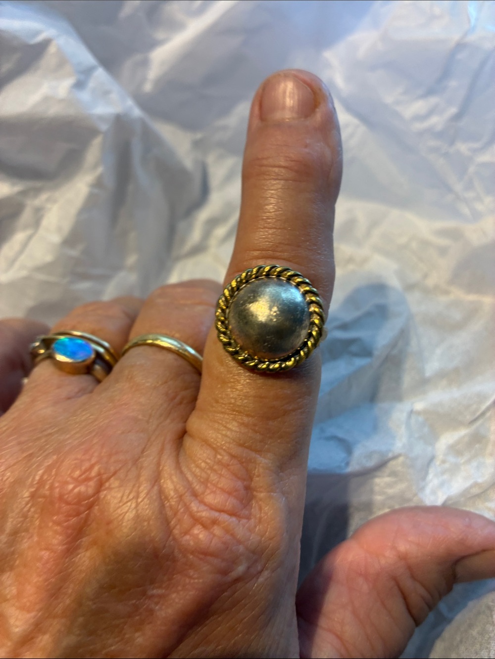 Two-Tone Sterling Dome Mexican Ring -   
Size 8.    6.65 Grams.   2nd one size 9